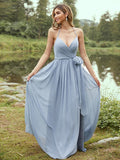 A-Line/Princess Chiffon Ruffles V-neck Sleeveless Sweep/Brush Train Bridesmaid Dresses Prom Dress