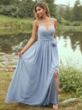 A-Line/Princess Chiffon Ruffles V-neck Sleeveless Sweep/Brush Train Bridesmaid Dresses Prom Dress
