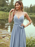 A-Line/Princess Chiffon Ruffles V-neck Sleeveless Sweep/Brush Train Bridesmaid Dresses Prom Dress