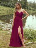 A-Line/Princess Chiffon Applique Scoop Short Sleeves Floor-Length Bridesmaid Dresses Evening Prom Dress