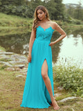 A-Line/Princess Chiffon Applique Scoop Short Sleeves Floor-Length Bridesmaid Dresses Evening Prom Dress