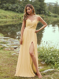 A-Line/Princess Chiffon Applique Scoop Short Sleeves Floor-Length Bridesmaid Dresses Evening Prom Dress