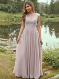 A-Line/Princess Chiffon Applique Sweetheart Sleeveless Floor-Length Bridesmaid Dresses Evening Prom Dress