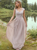 A-Line/Princess Chiffon Applique Sweetheart Sleeveless Floor-Length Bridesmaid Dresses Evening Prom Dress