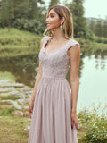 A-Line/Princess Chiffon Applique Sweetheart Sleeveless Floor-Length Bridesmaid Dresses Evening Prom Dress