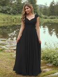 A-Line/Princess Chiffon Applique Sweetheart Sleeveless Floor-Length Bridesmaid Dresses Evening Prom Dress