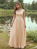 A-Line/Princess Chiffon Applique Sweetheart Sleeveless Floor-Length Bridesmaid Dresses Evening Prom Dress