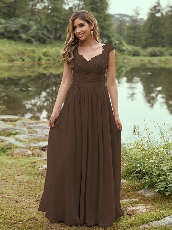 A-Line/Princess Chiffon Applique Sweetheart Sleeveless Floor-Length Bridesmaid Dresses Evening Prom Dress