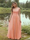 A-Line/Princess Chiffon Applique Sweetheart Sleeveless Floor-Length Bridesmaid Dresses Evening Prom Dress