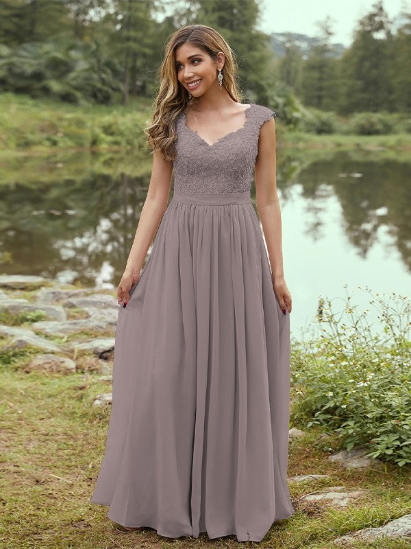 A-Line/Princess Chiffon Applique Sweetheart Sleeveless Floor-Length Bridesmaid Dresses Evening Prom Dress