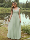 A-Line/Princess Chiffon Applique Sweetheart Sleeveless Floor-Length Bridesmaid Dresses Evening Prom Dress