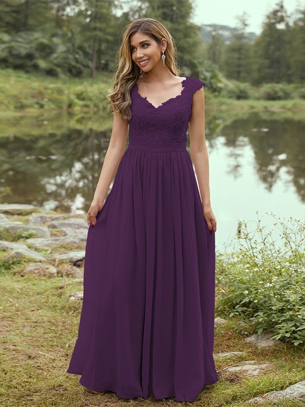 A-Line/Princess Chiffon Applique Sweetheart Sleeveless Floor-Length Bridesmaid Dresses Evening Prom Dress
