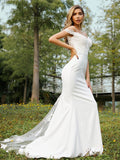 A-Line/Princess Stretch Crepe Off-the-Shoulder Sleeveless Sweep/Brush Train Bridesmaid Dresses Evening Dress