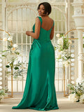 Sheath/Column Polyester Ruched Sweetheart Sleeveless Sweep/Brush Train Bridesmaid Dresses Evening Dress