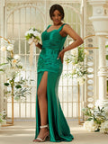 Sheath/Column Polyester Ruched Sweetheart Sleeveless Sweep/Brush Train Bridesmaid Dresses Evening Dress