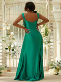 Sheath/Column Polyester Ruched Sweetheart Sleeveless Sweep/Brush Train Bridesmaid Dresses Evening Dress