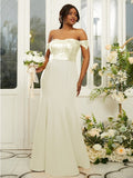 Sheath/Column Stretch Crepe Sequin Off-the-Shoulder Sleeveless Floor-Length Bridesmaid Dresses Evening Dress