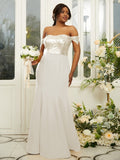 Sheath/Column Stretch Crepe Sequin Off-the-Shoulder Sleeveless Floor-Length Bridesmaid Dresses Evening Dress