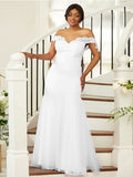 Sheath/Column Stretch Crepe Lace Off-the-Shoulder Sleeveless Floor-Length Bridesmaid Dresses Evening Formal Dress