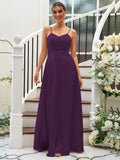 A-Line/Princess Silk like Satin Ruffles V-neck Sleeveless Floor-Length Bridesmaid Dresses Evening Dress