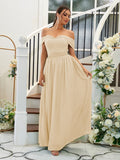 A-Line/Princess Chiffon Ruffles Off-the-Shoulder Sleeveless Floor-Length Bridesmaid Dresses Evening Dress