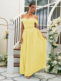 A-Line/Princess Chiffon Ruffles Off-the-Shoulder Sleeveless Floor-Length Bridesmaid Dresses Evening Dress