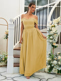 A-Line/Princess Chiffon Ruffles Off-the-Shoulder Sleeveless Floor-Length Bridesmaid Dresses Evening Dress