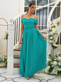 A-Line/Princess Chiffon Ruffles Off-the-Shoulder Sleeveless Floor-Length Bridesmaid Dresses Evening Dress
