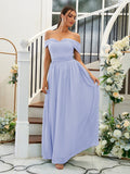 A-Line/Princess Chiffon Ruffles Off-the-Shoulder Sleeveless Floor-Length Bridesmaid Dresses Evening Dress