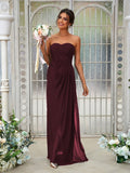 A-Line/Princess Chiffon Ruffles Sweetheart Sleeveless Floor-Length Bridesmaid Dresses Evening Dress