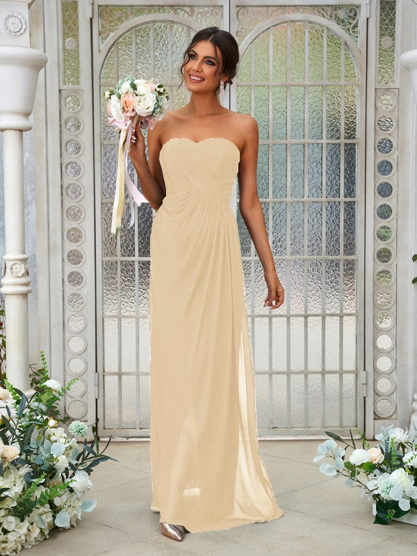 A-Line/Princess Chiffon Ruffles Sweetheart Sleeveless Floor-Length Bridesmaid Dresses Evening Dress