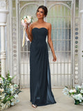 A-Line/Princess Chiffon Ruffles Sweetheart Sleeveless Floor-Length Bridesmaid Dresses Evening Dress
