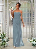 A-Line/Princess Chiffon Ruffles Sweetheart Sleeveless Floor-Length Bridesmaid Dresses Evening Dress