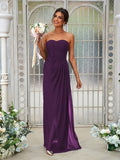 A-Line/Princess Chiffon Ruffles Sweetheart Sleeveless Floor-Length Bridesmaid Dresses Evening Dress