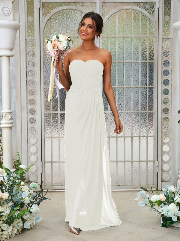 A-Line/Princess Chiffon Ruffles Sweetheart Sleeveless Floor-Length Bridesmaid Dresses Evening Dress