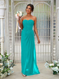 A-Line/Princess Chiffon Ruffles Sweetheart Sleeveless Floor-Length Bridesmaid Dresses Evening Dress