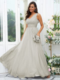 A-Line/Princess 30D Chiffon Sequin One-Shoulder Sleeveless Floor-Length Bridesmaid Dresses Evening Dress