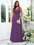 A-Line/Princess 30D Chiffon Sequin One-Shoulder Sleeveless Floor-Length Bridesmaid Dresses Evening Dress