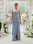 Sheath/Column Chiffon Ruffles One-Shoulder Sleeveless Floor-Length Bridesmaid Dresses Evening Prom Dress