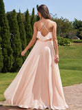 A-Line/Princess Chiffon Sash/Ribbon/Belt V-Neck Sleeveless Floor-Length Bridesmaid Dresses Evening Prom Dress