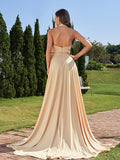 A-Line/Princess Jersey Bowknot Halter Sleeveless Sweep/Brush Train Two Piece Bridesmaid Dresses Formal Evening Dress