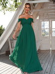 A-Line/Princess Chiffon Ruched Off-The-Shoulder Sleeveless Floor-Length Bridesmaid Dresses Evening Dress