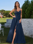 A-Line/Princess Chiffon Ruffles V-neck Sleeveless Floor-Length Bridesmaid Dresses Evening Prom Dress