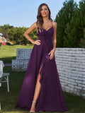 A-Line/Princess Chiffon Ruffles V-neck Sleeveless Floor-Length Bridesmaid Dresses Evening Prom Dress