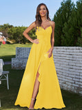 A-Line/Princess Chiffon Ruffles V-neck Sleeveless Floor-Length Bridesmaid Dresses Evening Prom Dress