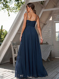 A-Line/Princess Chiffon Ruched V-neck Sleeveless Floor-Length Bridesmaid Dresses Formal Evening Dress