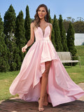 A-Line/Princess Stretch Crepe Ruched Spaghetti Straps Sleeveless Asymmetrical Bridesmaid Dresses Evening Prom Dress