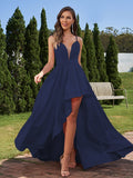 A-Line/Princess Stretch Crepe Ruched Spaghetti Straps Sleeveless Asymmetrical Bridesmaid Dresses Evening Prom Dress