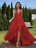 A-Line/Princess Stretch Crepe Ruched Spaghetti Straps Sleeveless Asymmetrical Bridesmaid Dresses Evening Prom Dress
