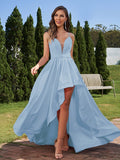 A-Line/Princess Stretch Crepe Ruched Spaghetti Straps Sleeveless Asymmetrical Bridesmaid Dresses Evening Prom Dress